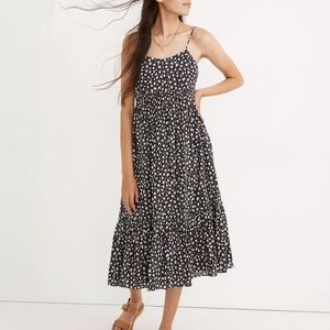 Madewell Navy Floral Sleeveless Tiered Midi Dress